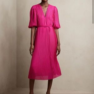 Pink pleated maxi dress NWT